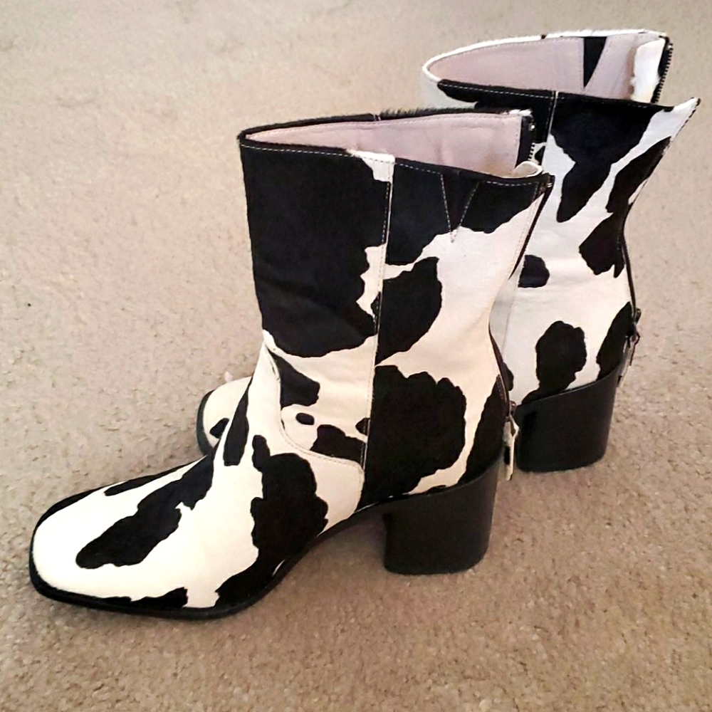 Cow Print Heeled Boots
